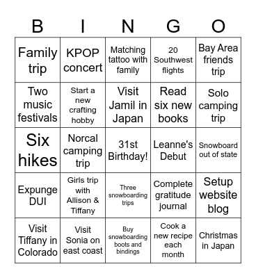 2025 Bingo Card
