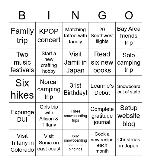 2025 Bingo Card