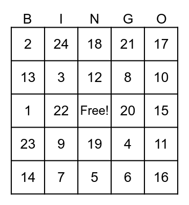 Addition Bingo! Bingo Card
