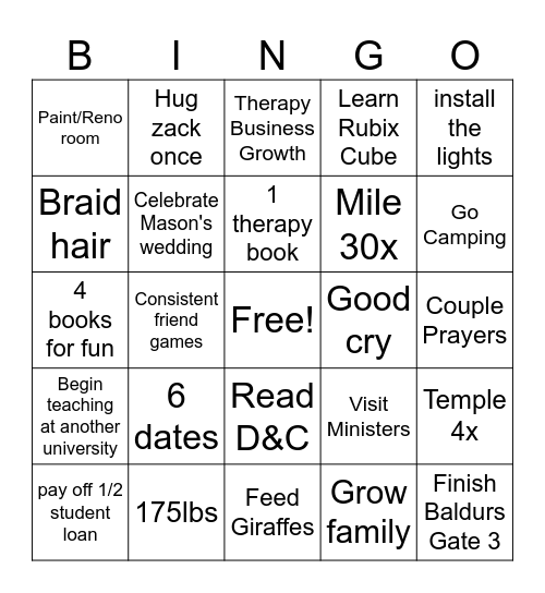 2025 Bingo Card