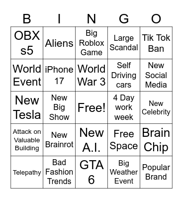 2025 Bingo Card