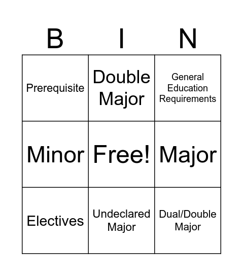 MYE Bingo Card