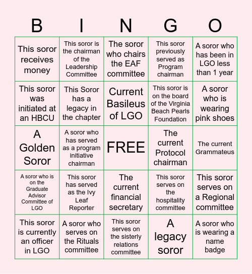 LGO BINGO Card