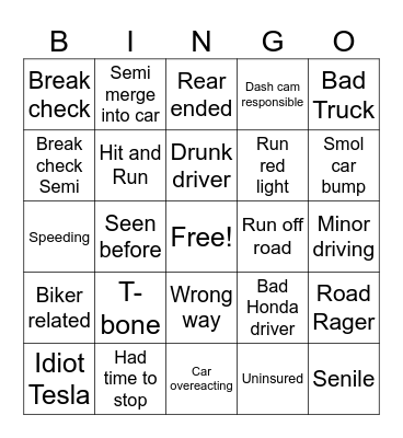 CARL CRASH BANGO Bingo Card