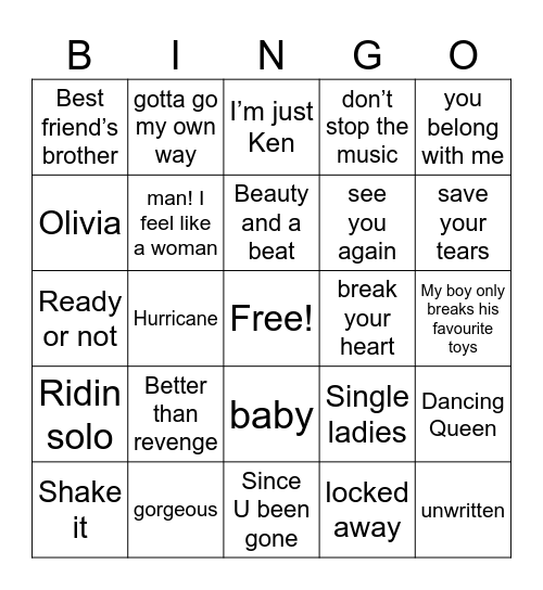 Olivia MIJD Reception Bingo Card
