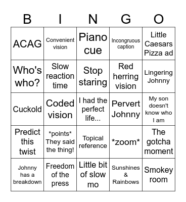 The Dead Zone S2 Bingo Card