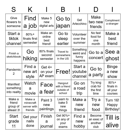 2025 Bingo Card! Bingo Card