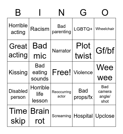 TT BINGK Bingo Card