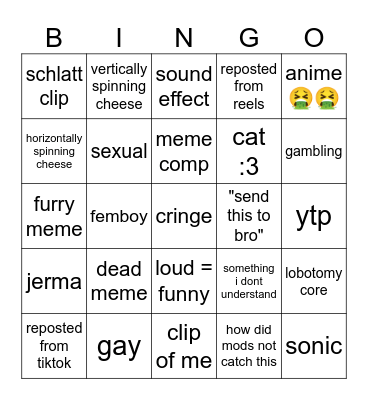 Viewers Memes Bingo 🤮🤮🤮 Bingo Card
