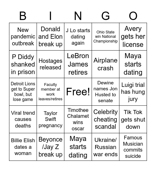 2025 Bingo - Karon Bingo Card