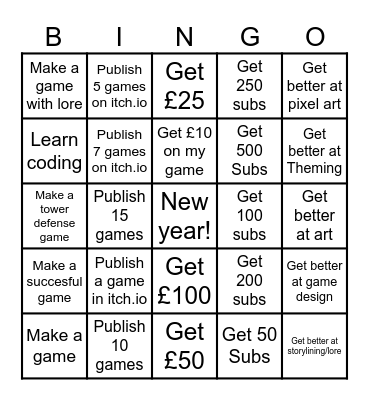 New years Bingo Card Bingo Card