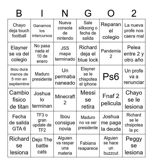 2025 Bingo Card