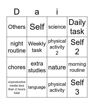 Daily bingoals Bingo Card