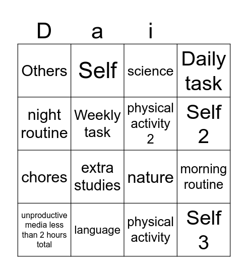 Daily bingoals Bingo Card