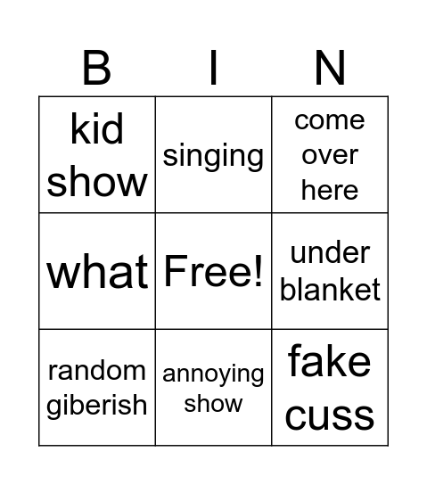 sister Bingo Card