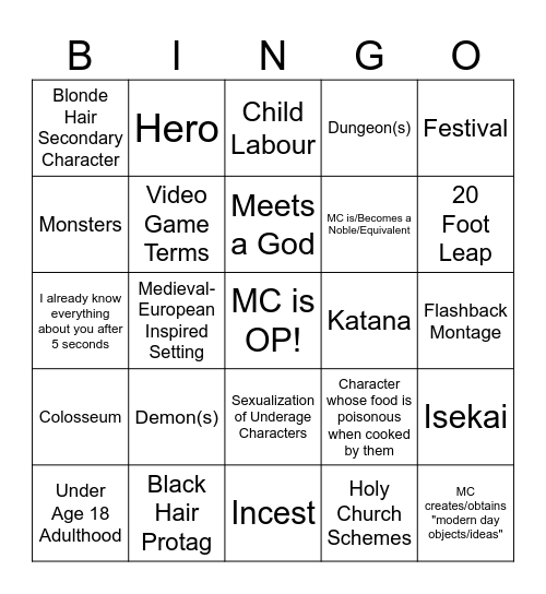 237 Bingo Card
