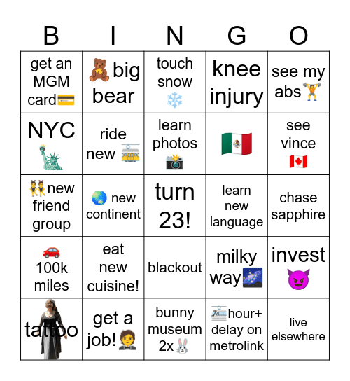 2025 BINGO Card