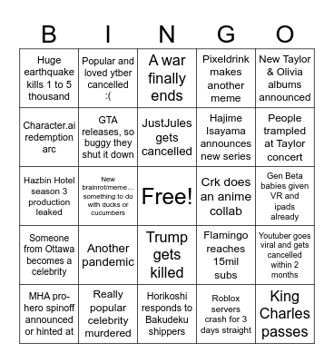 2025 Bingo Card