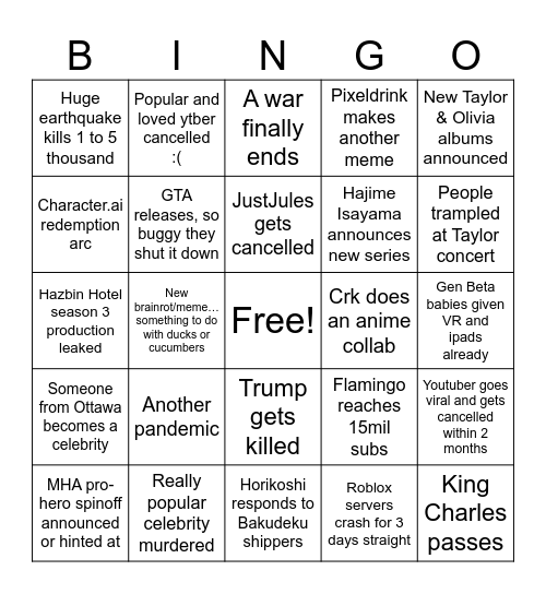 2025 Bingo Card