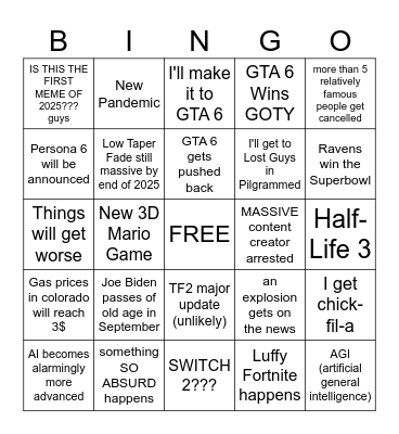 2025 Bingo Card