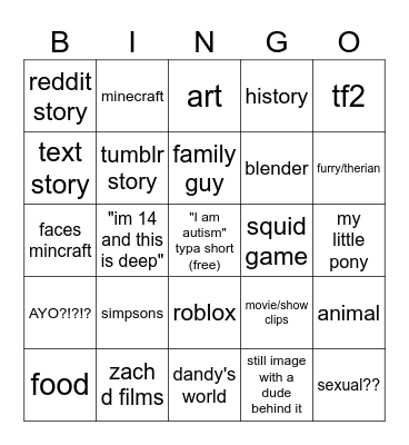 fyp bingo Card
