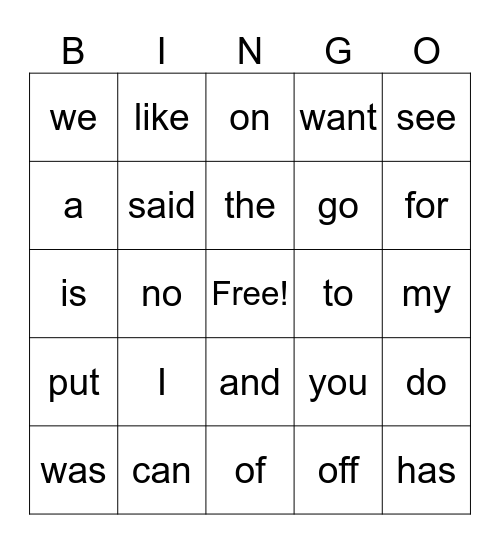 Xx Red Word Review Bingo Card