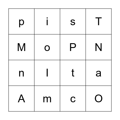 Oo Letter Sounds Review Bingo Card