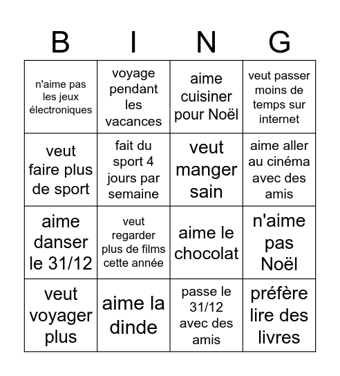 Trouver une personne qui... Bingo Card