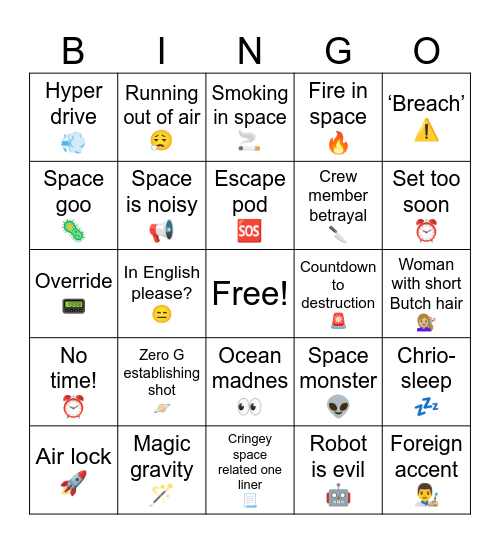 Titan AE Bingo Card