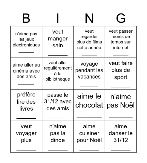 Trouver une personne qui... Bingo Card