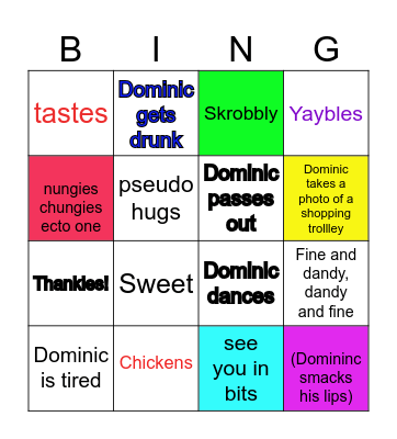 Dominic's StCustom Dominic's Stag do Bingoag do Bingo Card