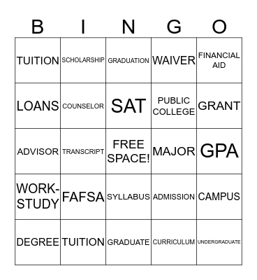 GEAR UP BINGO Card