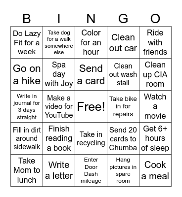 Goals 2025 Bingo Card