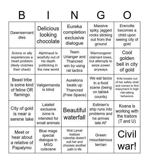 Sushi's Dawntrail Bingo (Guaranteed Win Edition) Bingo Card