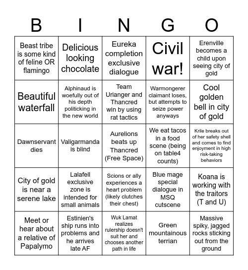 Sushi's Dawntrail Bingo (Guaranteed Win Edition) Bingo Card