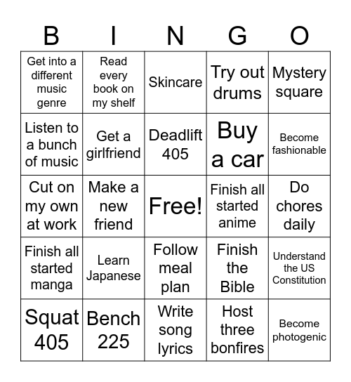 2025 Bingo Card