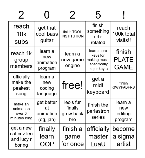 New Year’s BINGO Card