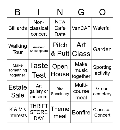 Date Bingo Card