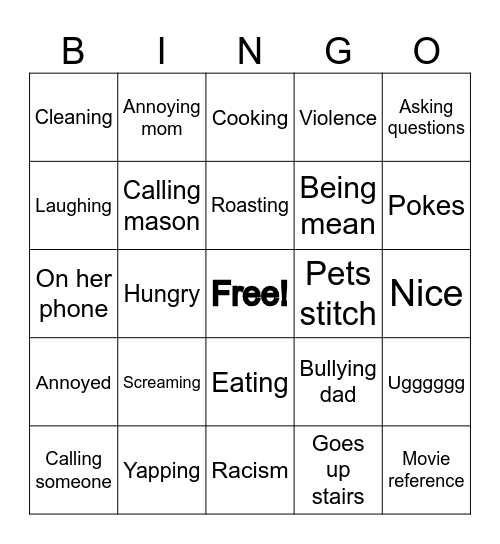 Kaitlynn Bingo Card