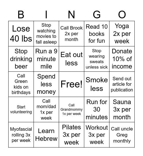 2025 Bingo Card