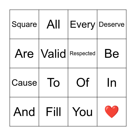 Valid System Bingo Card