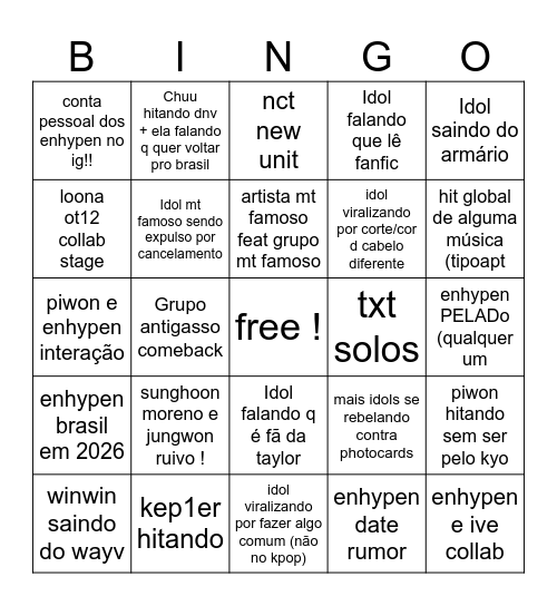 kpop 2025 bingo ! Bingo Card