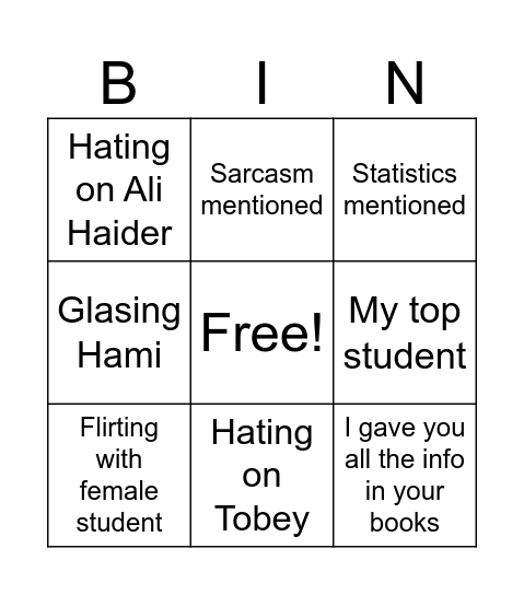 Pinchy pooooos Bingo Card