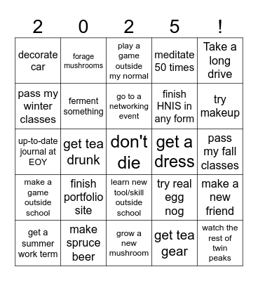 2025 Bingo Card
