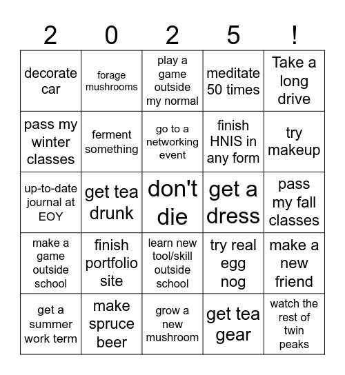 2025 Bingo Card