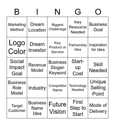 Dream Business BINGO Card