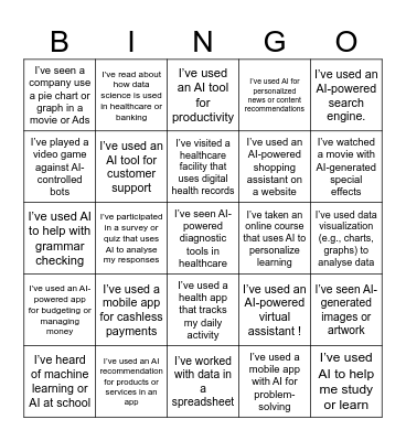 AI and technology Bingo Card