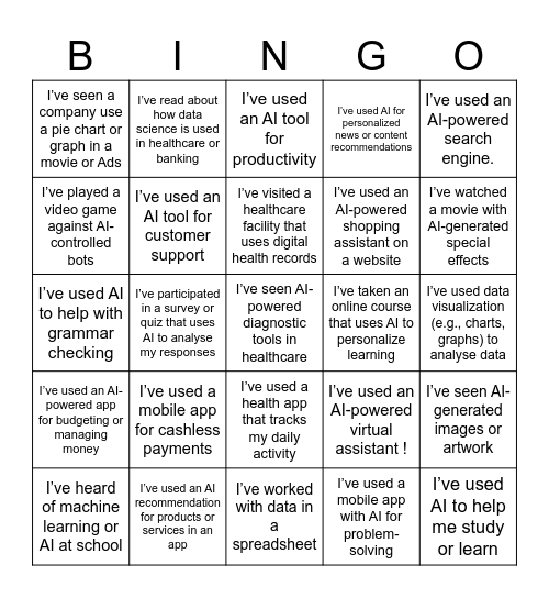 AI and technology Bingo Card