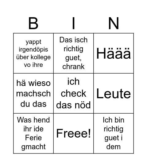 Emma Bingo Card