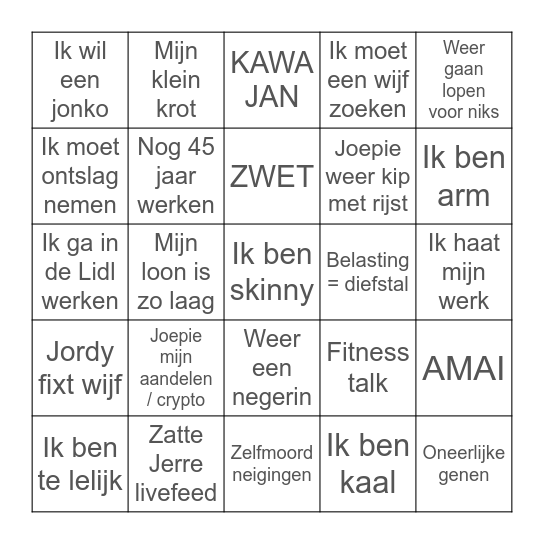 Jerre's FB Bingo Card